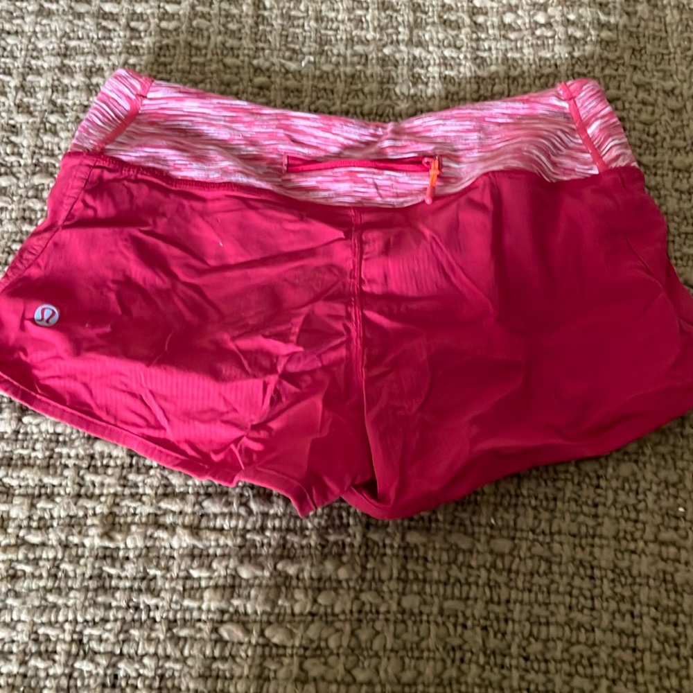 Red short Lululemon shorts.